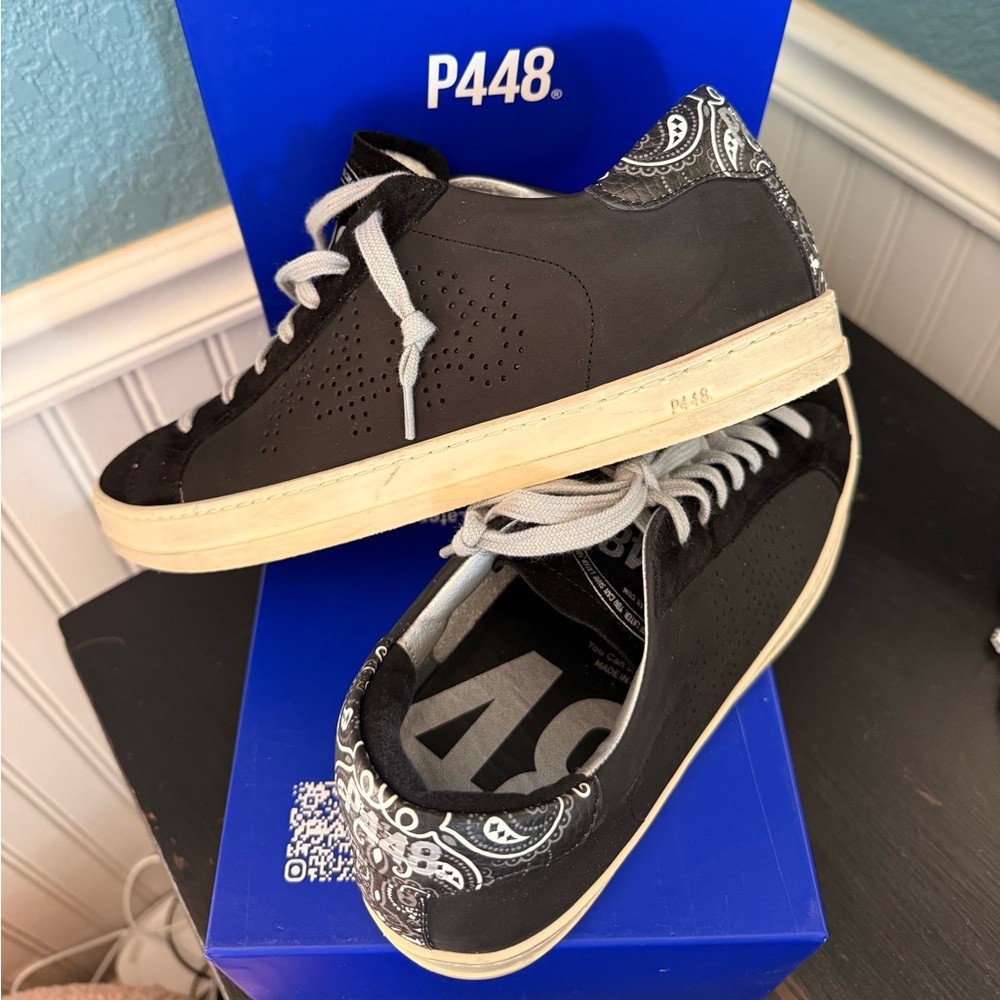 P448 Women’s Black and White Paisley Sneakers